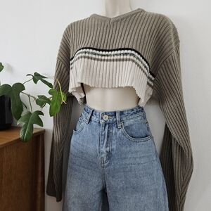 vintage crop stripe 90s y2k grunge skater boho indie urban knit sweater top